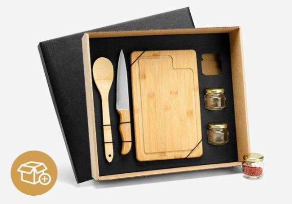 CONJUNTO PARA COZINHA E TEMPERO EM BAMBU E INOX 6 PEÇAS WELF KT-90070