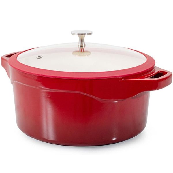 PANELA CAÇAROLA LE COOK RED 28CM 7,2 LITROS COM REVESTIMENTO CERÂMICO LC1844