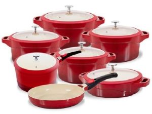 JOGO DE PANELAS RED REVESTIMENTO CERÂMICO 7 PEÇAS LE COOK LCCJ7R