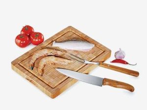 CONJUNTO PARA CHURRASCO EM BAMBU E INOX 3 PEÇAS WELF MB-24093