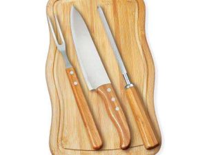 CONJUNTO PARA CHURRASCO EM BAMBU/INOX 4 PÇS WELF MB-32103