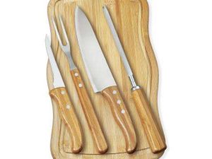 CONJUNTO PARA CHURRASCO EM BAMBU/INOX 5 PÇS WELF MB-32183