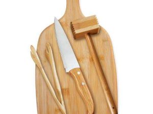 CONJUNTO PARA COZINHA EM BAMBU/INOX 4 PÇS WELF MB-33303