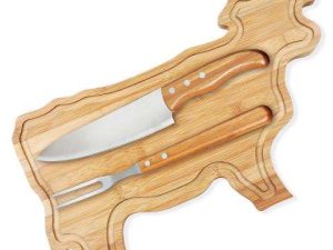 CONJUNTO PARA CHURRASCO EM BAMBU/INOX 3 PÇS WELF MB-44093