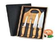 KIT PARA CHURRASCO EM BAMBU E INOX 5 PEÇAS WELF ME-08833