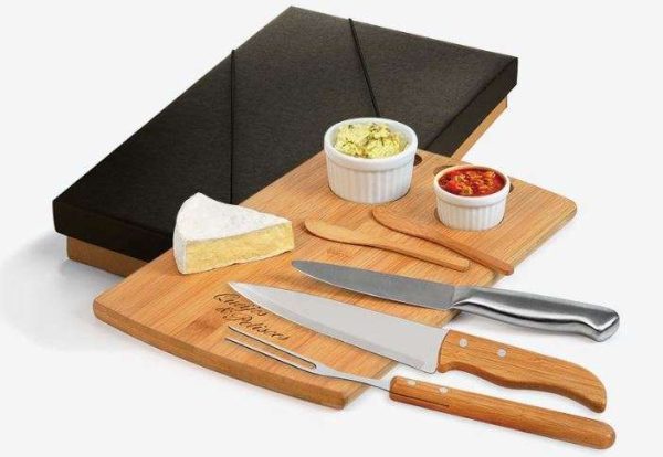 CONJUNTO PARA CHURRASCO E PETISCO EM BAMBU E INOX  2 EM 1 WELF ME-21013