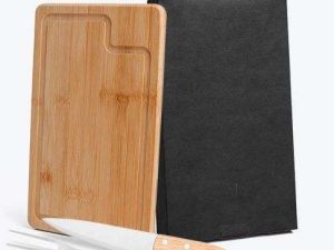 CONJUNTO PARA CHURRASCO EM BAMBU INOX E MADEIRA 3 PÇS WELF MX-19066