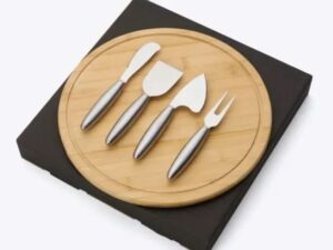 CONJUNTO PARA QUEIJO EM BAMBU E INOX 5 PÇS WELF PD-11093