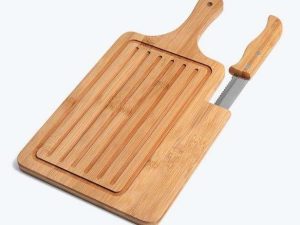 MIGALHEIRA E TÁBUA EM BAMBU COM FACA 2 PEÇAS WELF PD-00763