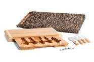 CONJUNTO PARA QUEIJO EM BAMBU E INOX COM ABRIDOR DE VINHO 6 PÇS WELF PD-00873