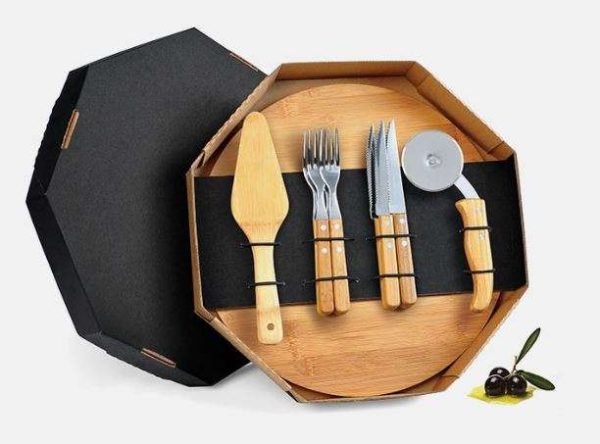 CONJUNTO PARA PIZZA EM BAMBU 35 CM 11 PEÇAS WELF PD-10353