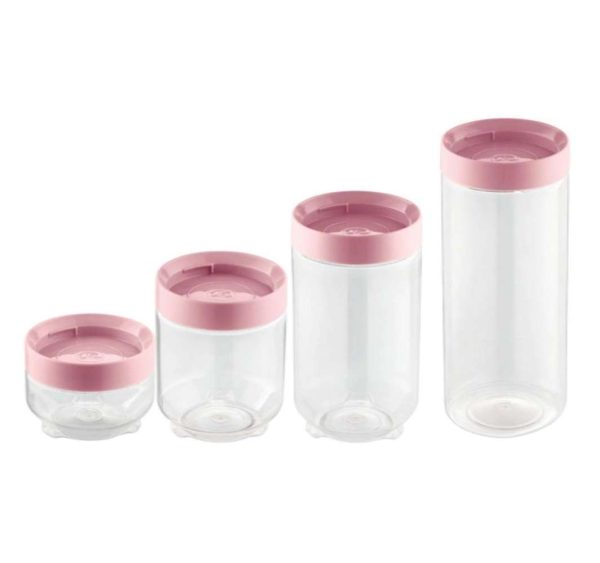 KIT ORGANIZADOR CONECTA 4 PEÇAS ROSA PLÁSTICO UZ