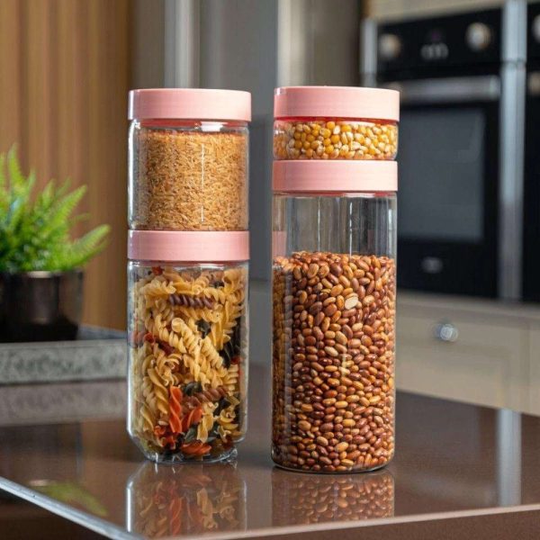 KIT ORGANIZADOR CONECTA 4 PEÇAS ROSA PLÁSTICO UZ - Imagem 2