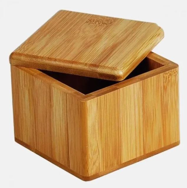 SALEIRO EM BAMBU COM TAMPA GIRATÓRIA WELF TE-00203
