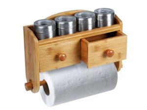 PORTA CONDIMENTOS EM BAMBU COM ACESSÓRIOS 5 PÇS WELF TE-01073