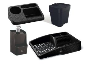 KIT PARA PIA 4 PEÇAS PRETO PLÁSTICO UZ