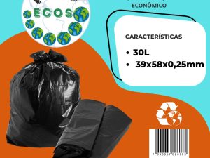 SACO PARA LIXO HOMO ECOS 30 LITROS RECICLADO ECOLÓGICO RESISTENTE E ECONÔMICO