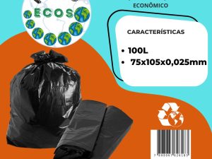 SACO PARA LIXO HOMO ECOS 100 LITROS RECICLADO ECOLÓGICO RESISTENTE E ECONÔMICO