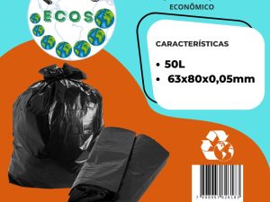 SACO PARA LIXO HOMO ECOS 50 LITROS RECICLADO ECOLÓGICO RESISTENTE E ECONÔMICO