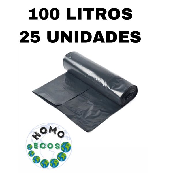 SACO PARA LIXO EM ROLO 100 LITROS HOMO ECOS C/ 25 UNIDADES