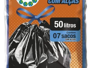 SACO PARA LIXO REFORÇADO COM ALÇAS 50 LITROS C/ 07 UNIDADES HOMO ECOS