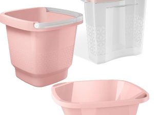 KIT LAVANDERIA PLÁSTICO UZ 03 PEÇAS ROSA