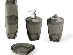 KIT HIGIENE PREMIUM BANHEIRO PLÁSTICO UZU 04 PEÇAS UZ520 PRETO