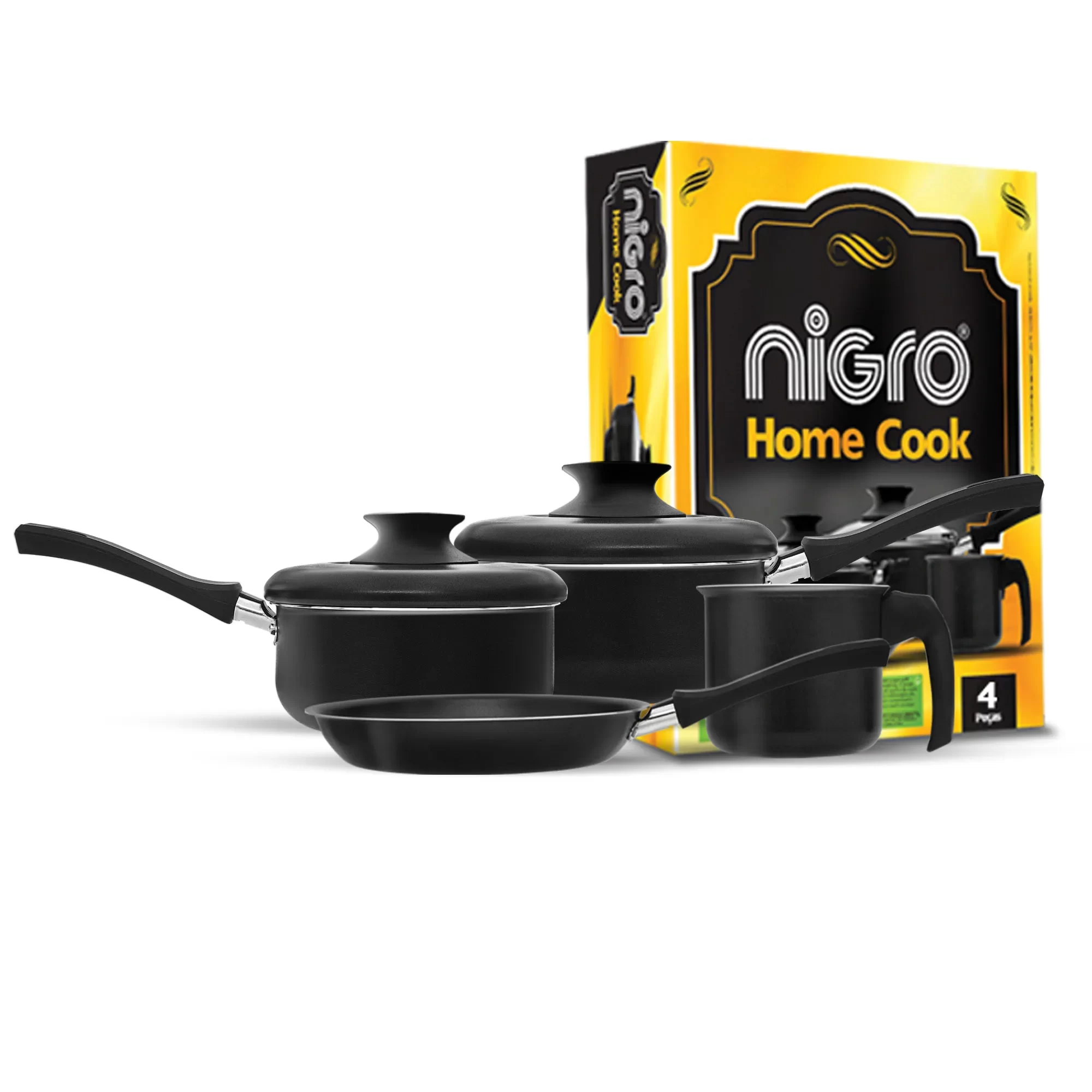 CONJUNTO HOME COOK 4 PEÇAS ANTIADERENTE NIGRO 25392
