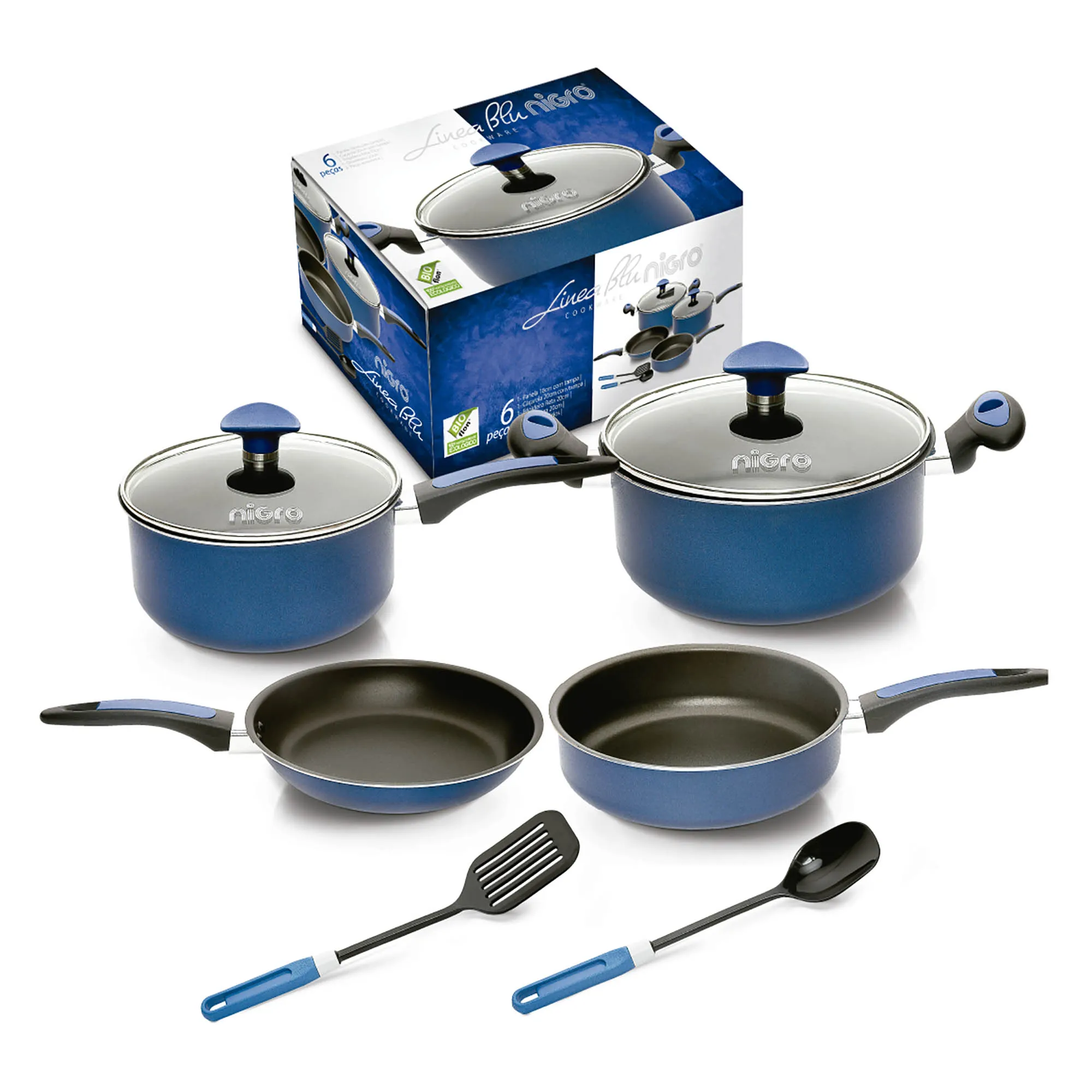 CONJUNTO DE PANELAS 4 PEÇAS BLUE ANTIADERENTE BIOFLON NIGRO 25830