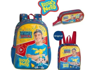 KIT MOCHILA ESCOLAR COM ESTOJO E LANCHEIRA LUCCAS NETO