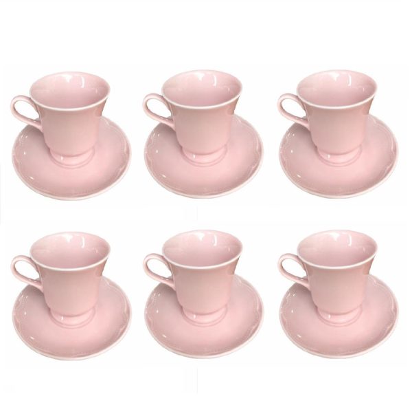 06 XÍCARAS DE CAFÉ COM PIRES ROSA FRACTAL FOLK GERMER