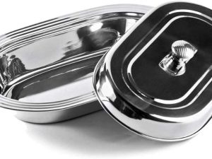 TRAVESSA OVAL INOX COM TAMPA GOURMET MIX