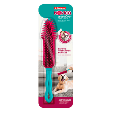 ESCOVA TIRA PELOS PET CERDAS DE SILICONE NOVIÇA BETTANIN COR ROSA BT117