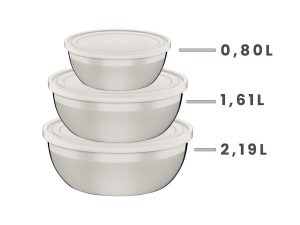 JOGO DE POTES COM TAMPA PLÁSTICA 3 PEÇAS FREEZINOX TRAMONTINA 64220/160