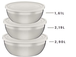 JOGO DE POTES COM TAMPA PLÁSTICA 3 PEÇAS FREEZINOX TRAMONTINA 64220/210
