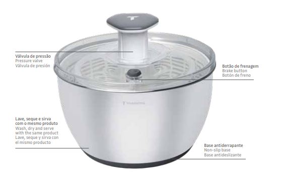 LAVA E SECA ALIMENTOS CUCINA TRAMONTINA 61225/700