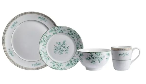 JOGO COM BOWL E CANECA 16 PEÇAS BUZIOS PORCELANA SCHMIDT 2406