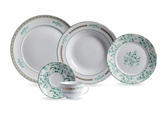 JOGO DE JANTAR E CHÁ BUZIOS 30 PEÇAS PORCELANA SCHMIDT 2406