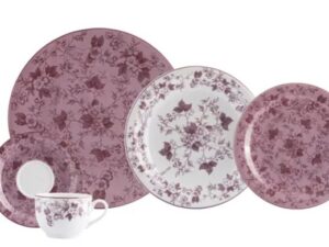 JOGO DE JANTAR E CHÁ LAVANDA 30 PEÇAS PORCELANA SCHMIDT 2441