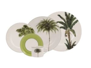 JOGO DE JANTAR E CHÁ PALMEIRAS 30 PEÇAS PORCELANA SCHMIDT 2258