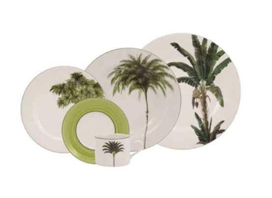 JOGO DE JANTAR E CHÁ PALMEIRAS 30 PEÇAS PORCELANA SCHMIDT 2258