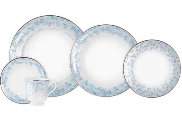 JOGO DE JANTAR E CHÁ SENSILE BLU 30 PEÇAS PORCELANA SCHMIDT 2424