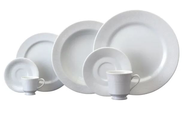 JOGO DE JANTAR CHÁ E CAFÉ NOIVA 42 PEÇAS PORCELANA SCHMIDT 2248
