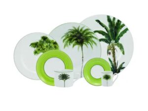 JOGO DE JANTAR CHÁ E CAFÉ PALMEIRAS 42 PEÇAS PORCELANA SCHMIDT 2258