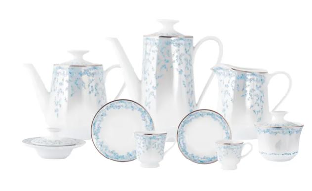 JOGO DE CHÁ E CAFÉ SENSILE BLU 53 PEÇAS PORCELANA SCHMIDT 2424