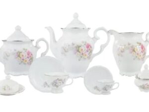 JOGO DE CHÁ E CAFÉ VITÓRIA 53 PEÇAS PORCELANA SCHMIDT 0397