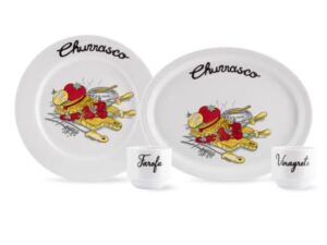 APARELHO PARA CHURRASCO 9 PEÇAS PORCELANA SCHMIDT 2435
