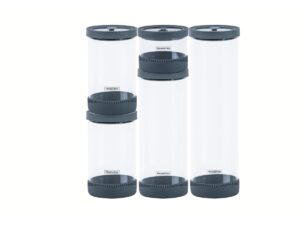 JOGO DE POTES DE VIDRO COM TAMPA EM SILICONE 5 PEÇAS PUREZZA TRAMONTINA 64220/760