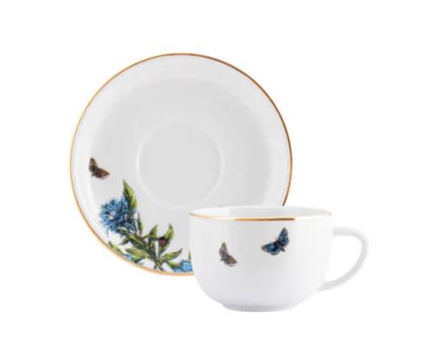 XÍCARA DE CAFÉ COM PIRES 100ML HIPPIE CHIC PORCELANA SCHMIDT 2439