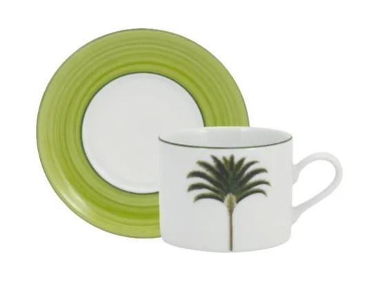 XÍCARA DE CHÁ COM PIRES 200ML PALMEIRAS PORCELANA SCHMIDT 2258